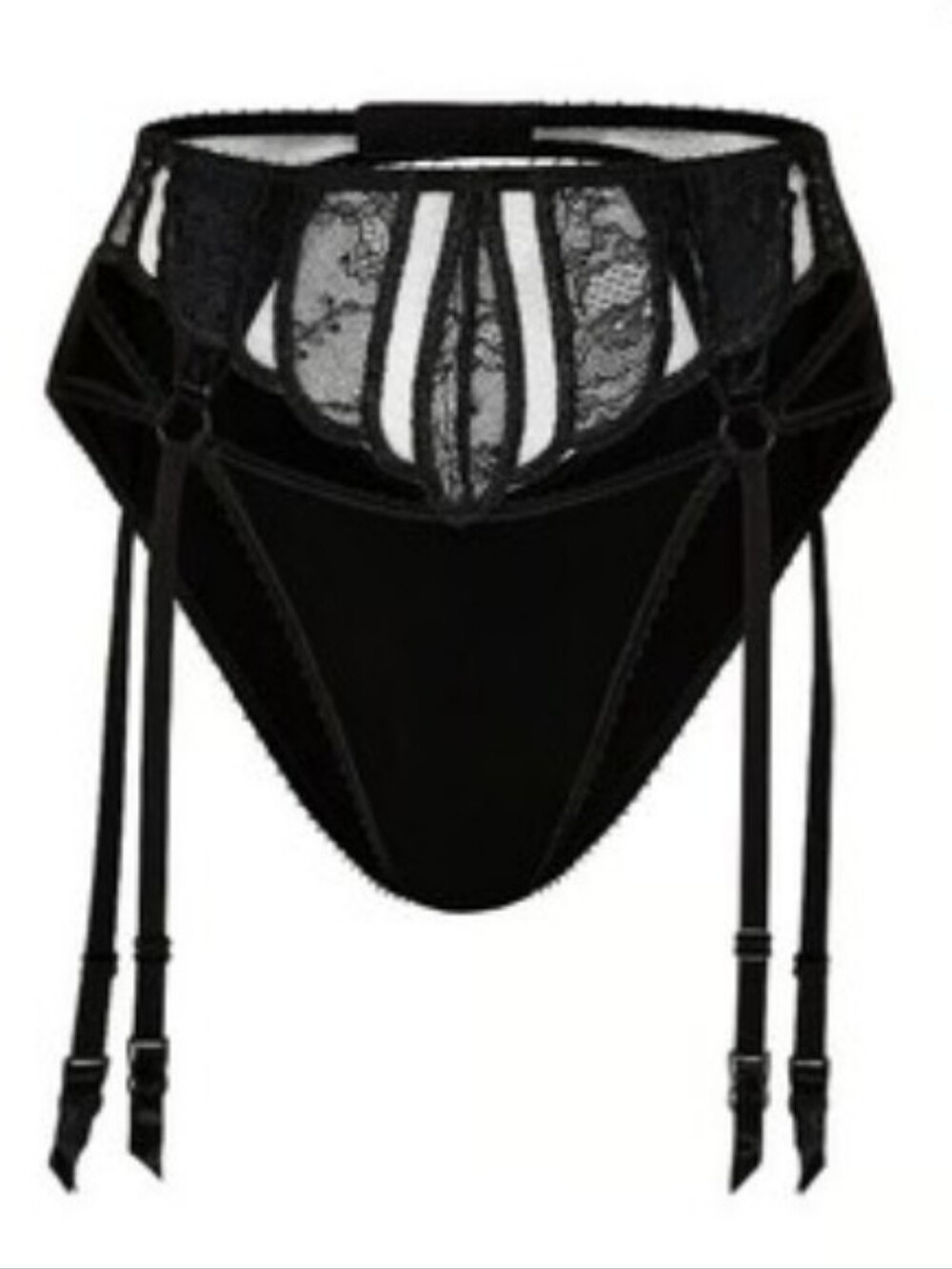 2 In 1! Victoria's Secret Very Sexy Desire Lines Embroidery Garter Panty Black